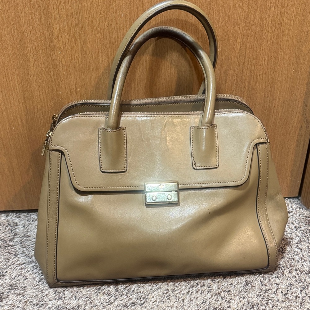 Tory Burch Elise Large Dorm Classic Tan Handbag